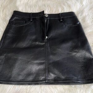 WILFRED black leather skirt